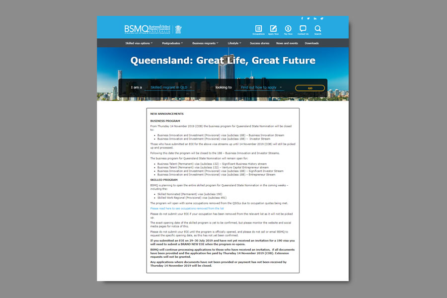 Định cư Úc - Bang Queensland tạm đóng cửa chương trình Đầu tư và Doanh nhân (Visa 188)