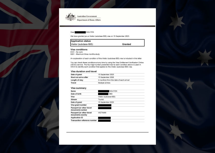 Dịch vụ visa du lịch Úc Visa 600 Evertrust 1