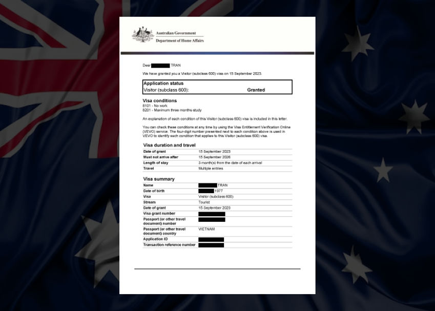 Dịch vụ visa du lịch Úc Visa 600 Evertrust 2