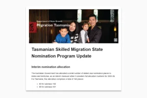 Skilled Úc - chỉ tiêu visa Tasmania - chưa mở ROI 2025-26