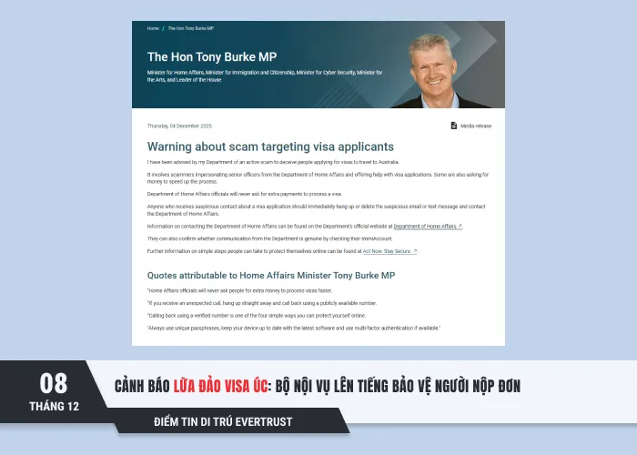 Cảnh báo lừa đảo visa Úc - Bộ Nội vụ lên tiếng bảo vệ người nộp đơn